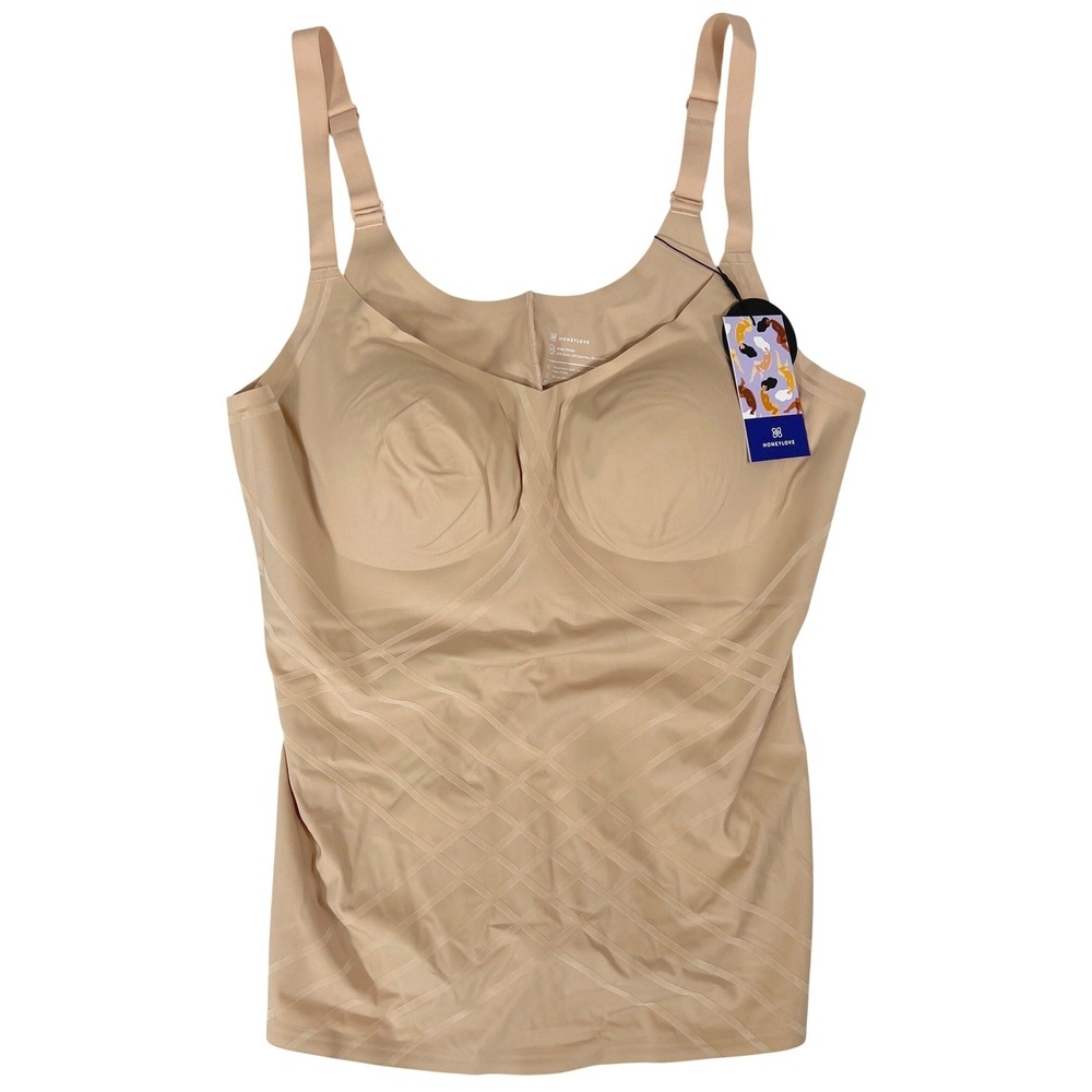 Honeylove Silhouette Cami Shapewear 2X Tank Bra Nude Beige NWT Slimming Snatched